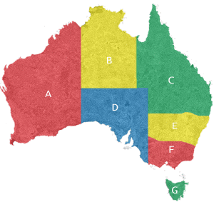 Kort over Australiens vinregioner