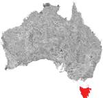 Kort over vinregion Tasmanien