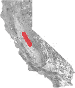 Kort over vinregion San Joaquin Valley