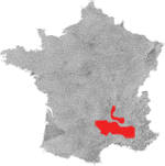 Kort over vinregion Côtes de Rhône Villages