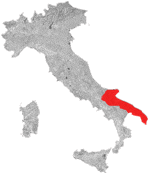 Kort over vinregion Gioia del Colle