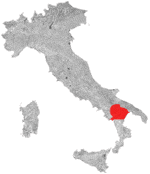 Kort over vinregion Basilicata