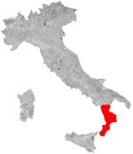Kort over vinregion Calabrien