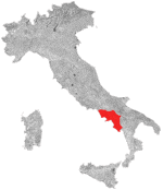 Kort over vinregion Greco di Tufo