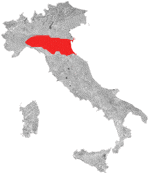 Kort over vinregion Emilia Romagna