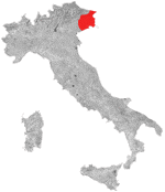 Kort over vinregion Colli Orientali del Friuli