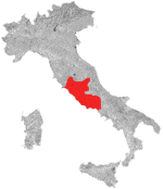Kort over vinregion Cesanese del Piglio