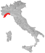 Kort over vinregion Ligurien