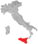 Kort over vinregion Cerasuolo di Vittoria