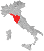 Kort over vinregion Toscana