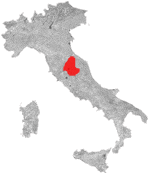 Kort over vinregion Torgiano Rosso Riserva