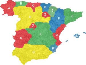 Kort over Spaniens vinregioner