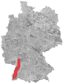 Kort over vinregion Baden